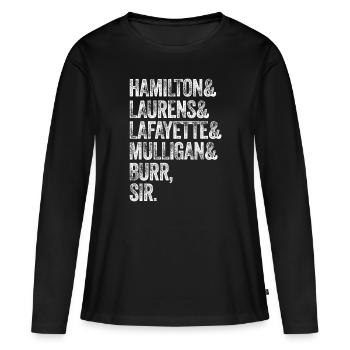 Laurens Lafayette Mulligan Hamilton Burr - T-shirt manches longues Premium bio Femme - noir - Devant - Julia (174cm)