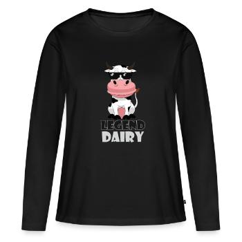 Legende Dairy Cow Pun Legen Dairy Ard - Frauen Premium Bio Langarmshirt - Schwarz - Vorne - Julia (174cm)