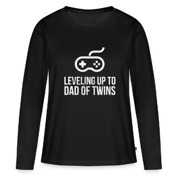 Leveling Up to Dad Of Twins - Für die Erwartung von Daddy - Frauen Premium Bio Langarmshirt - Schwarz - Vorne - Julia (174cm)
