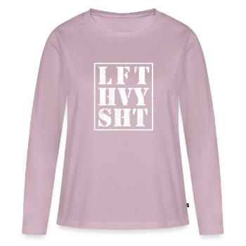 Lft Hvy Sht Funny Lift poids lourd en vrac de levage - T-shirt manches longues Premium bio Femme - rose poudré - Devant - Julia (174cm)