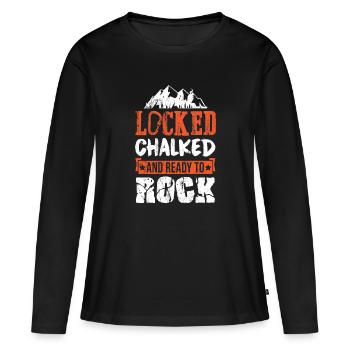Cadeau d'escalade prêt à monter à la craie verrouillé - T-shirt manches longues Premium bio Femme - noir - Devant - Julia (174cm)