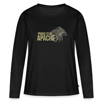 Stolz darauf, Apache zu sein - Native American Pride Tee - Frauen Premium Bio Langarmshirt - Schwarz - Vorne - Julia (174cm)