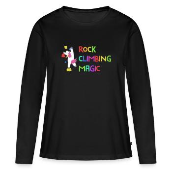 Rock Climbing Magic Unicorn - Women's Premium Organic Long Sleeve Shirt - black - Front - Julia (174cm)