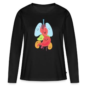 Nette Anatomie - innere Organe Körper Tee - Frauen Premium Bio Langarmshirt - Schwarz - Vorne - Julia (174cm)