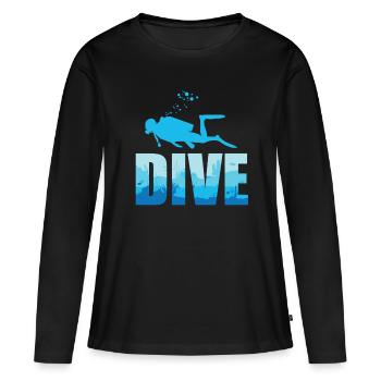 Scuba Diving Divers Shadow Deep Swim Texte - T-shirt manches longues Premium bio Femme - noir - Devant - Julia (174cm)