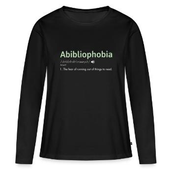 Abibliophobia - Pour les amateurs de livres et les rat de bibliothèque - T-shirt manches longues Premium bio Femme - noir - Devant - Julia (174cm)