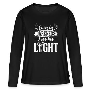 In Darkness I See His Light Jesus Christian S For - Women's Premium Organic Long Sleeve Shirt - black - Front - Julia (174cm)