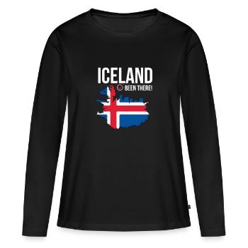 Carte de l'Islande avec drapeau - J'y suis allé - T-shirt manches longues Premium bio Femme - noir - Devant - Julia (174cm)