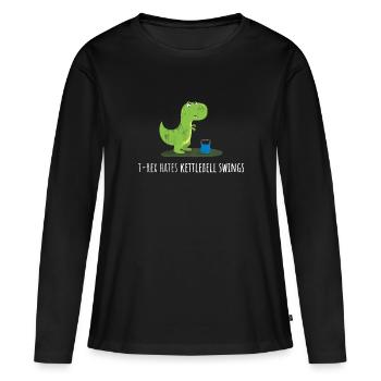Rex déteste Kettlebell Swings Funny Gym Dinosaur - T-shirt manches longues Premium bio Femme - noir - Devant - Julia (174cm)
