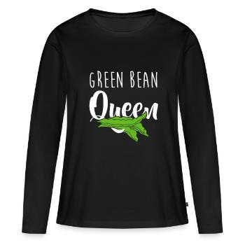 Vegan Green Bean Healthy Eating Vegetarian Peas - Women's Premium Organic Long Sleeve Shirt - black - Front - Julia (174cm)