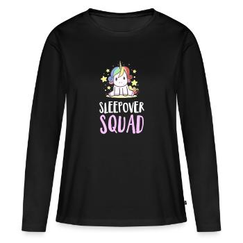 Sleepover Squad Regenbogen Einhorn Pyjama Schlummer - Frauen Premium Bio Langarmshirt - Schwarz - Vorne - Julia (174cm)