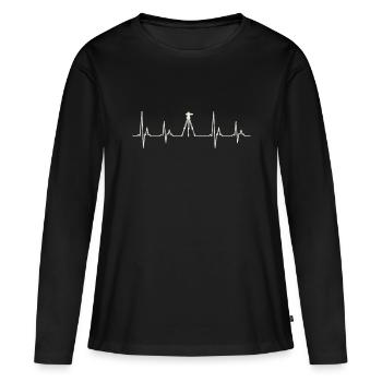 Surveyor Gifts - Surveyor Tripod Heart Beat - Women's Premium Organic Long Sleeve Shirt - black - Front - Julia (174cm)