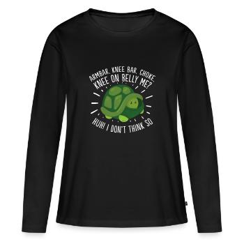 JiuJitsu Bjj Turtle brésilien - Position de défense - T-shirt manches longues Premium bio Femme - noir - Devant - Julia (174cm)