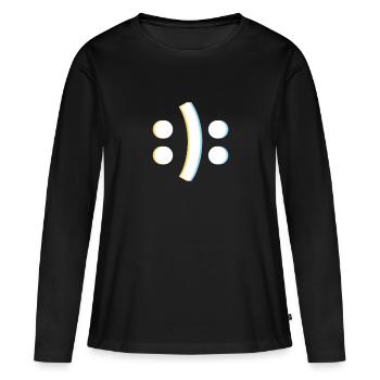 Bipolar Awareness Happy Sad Face - Women's Premium Organic Long Sleeve Shirt - black - Front - Julia (174cm)