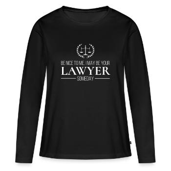 Funny Lawyer Attorney Esquire Law School Firm Gift - Women's Premium Organic Long Sleeve Shirt - black - Front - Julia (174cm)