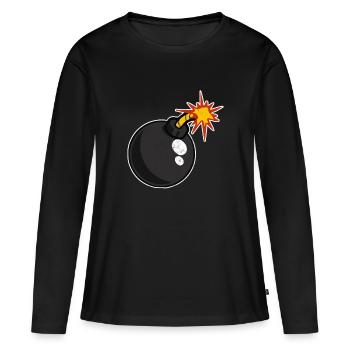 Bombe - T-shirt manches longues Premium bio Femme - noir - Devant - Julia (174cm)