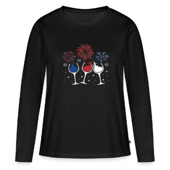 Red White And Blue Funny Wine Glass For 4Th Of - Women's Premium Organic Long Sleeve Shirt - black - Front - Julia (174cm)