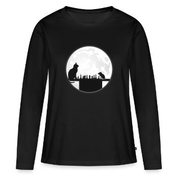 The Chess Board - The Cat, The Mouse And The Full - Women's Premium Organic Long Sleeve Shirt - black - Front - Julia (174cm)