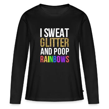 Lustige Diva: Ich schwitze Glitter Poop Rainbows Tee - Frauen Premium Bio Langarmshirt - Schwarz - Vorne - Julia (174cm)