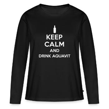 Keep Calm And Drink Aquavit - Women's Premium Organic Long Sleeve Shirt - black - Front - Julia (174cm)