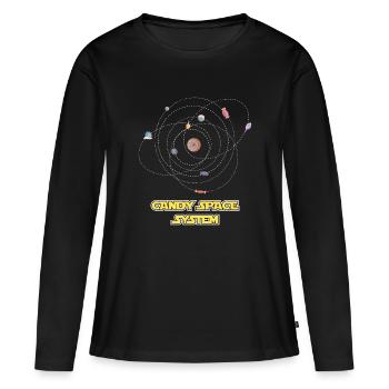 Om Nom Space System Candy Space System - Frauen Premium Bio Langarmshirt - Schwarz - Vorne - Julia (174cm)