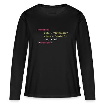 Lustiger Geschenkcodierer-Programmierer des Frontend-Entwicklers - Frauen Premium Bio Langarmshirt - Schwarz - Vorne - Julia (174cm)