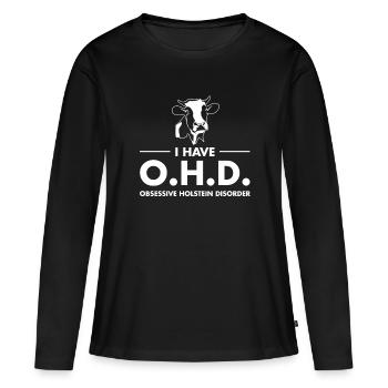 J'ai Ohd Vache laitière trouble obsessionnel de Holstein - T-shirt manches longues Premium bio Femme - noir - Devant - Julia (174cm)