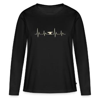 Drôle Forge Enclume Enclume Batteur de Coeur Forgeron - T-shirt manches longues Premium bio Femme - noir - Devant - Julia (174cm)