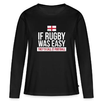 Funny England Rugby - Rugby anglais - T-shirt manches longues Premium bio Femme - noir - Devant - Julia (174cm)