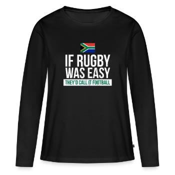 Funny South Africa Rugby - Rugby - Frauen Premium Bio Langarmshirt - Schwarz - Vorne - Julia (174cm)