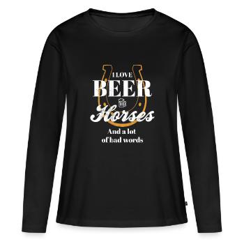 Love Horse and Beer Drink Humour drôle - T-shirt manches longues Premium bio Femme - noir - Devant - Julia (174cm)
