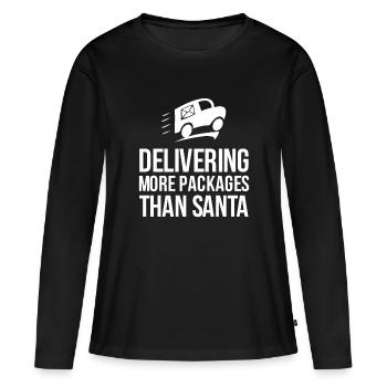 Delivering More Packages Than Santa - Postal Gift - Women's Premium Organic Long Sleeve Shirt - black - Front - Julia (174cm)