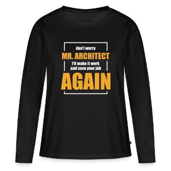 Cadeau drôle de constructeur de travailleur de la construction - T-shirt manches longues Premium bio Femme - noir - Devant - Julia (174cm)