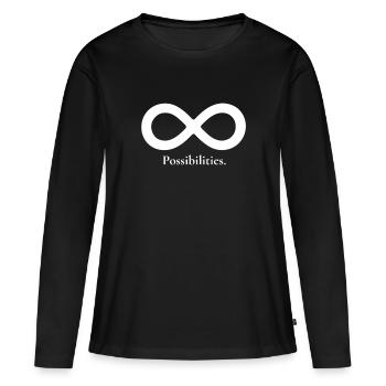 Unendliche Möglichkeiten Infinity Math Symbol Tee - Frauen Premium Bio Langarmshirt - Schwarz - Vorne - Julia (174cm)