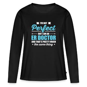 Docteur en salle d'urgence Drôle Cadeau de médecin Er - T-shirt manches longues Premium bio Femme - noir - Devant - Julia (174cm)
