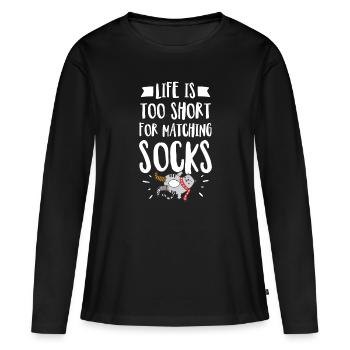 La vie est trop courte cadeau de citation de chaussettes drôles - T-shirt manches longues Premium bio Femme - noir - Devant - Julia (174cm)