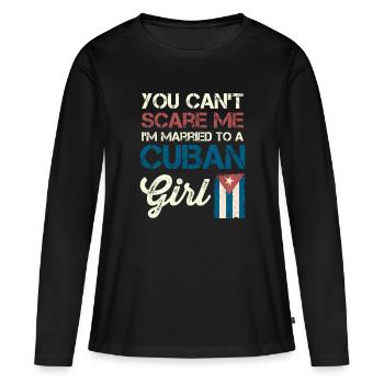 Mens Married To A Cuban Wife Mens Husband Gift - Women's Premium Organic Long Sleeve Shirt - black - Front - Julia (174cm)