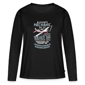 Mécanicien d'avion drôle cadeau avion d'aviation - T-shirt manches longues Premium bio Femme - noir - Devant - Julia (174cm)