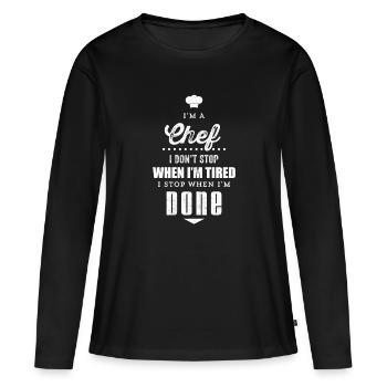 Chef - Ich bin ein Chef Print - Frauen Premium Bio Langarmshirt - Schwarz - Vorne - Julia (174cm)
