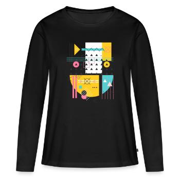 Geometric Art Deco - Vintage Graphic Gift Print - Women's Premium Organic Long Sleeve Shirt - black - Front - Julia (174cm)