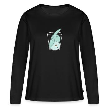 Perruche ludique dans la tasse perruche perruche oiseau perruche - T-shirt manches longues Premium bio Femme - noir - Devant - Julia (174cm)
