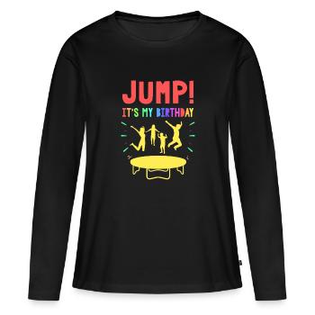 Trampoline Bounce House Fête d’anniversaire Impression - T-shirt manches longues Premium bio Femme - noir - Devant - Julia (174cm)