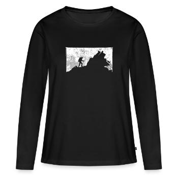 Virginia Hiker Print Love Mountain Randonnée - T-shirt manches longues Premium bio Femme - noir - Devant - Julia (174cm)
