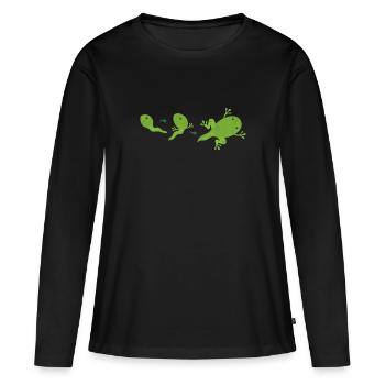 Amphibien de taureau de têtard de crapaud de cycle de vie de grenouille - T-shirt manches longues Premium bio Femme - noir - Devant - Julia (174cm)