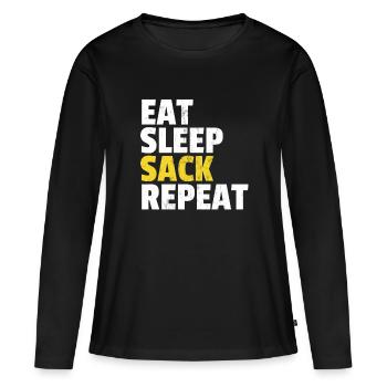 Mangez le sac de sommeil Répétez la défense des joueurs - T-shirt manches longues Premium bio Femme - noir - Devant - Julia (174cm)