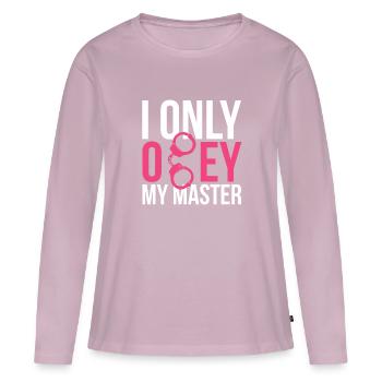 Impression soumise - J'obéis seulement à mon maître - T-shirt manches longues Premium bio Femme - rose poudré - Devant - Julia (174cm)