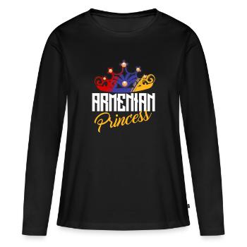 Conception du drapeau national de la princesse arménienne Tiara - T-shirt manches longues Premium bio Femme - noir - Devant - Julia (174cm)