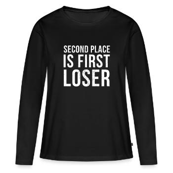 La deuxième place est le premier perdant. - T-shirt manches longues Premium bio Femme - noir - Devant - Julia (174cm)