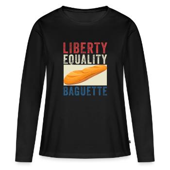 Liberty, Equality Baguette Funny France French - Women's Premium Organic Long Sleeve Shirt - black - Front - Julia (174cm)