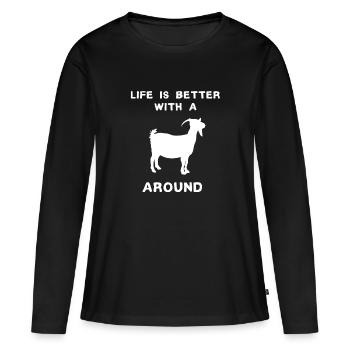 La vie est meilleure avec une impression de chèvre pour les agriculteurs - T-shirt manches longues Premium bio Femme - noir - Devant - Julia (174cm)